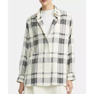 Theory Women's "Menswear Shirt" in Plaid Viscose/Silk - M - EUC
